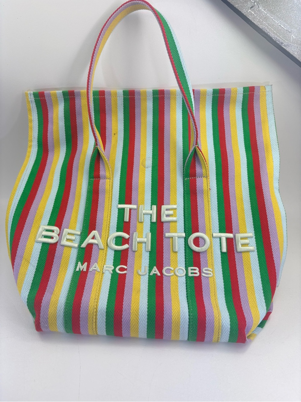 Marc Jacobs Multicolor Striped Canvas Tote
